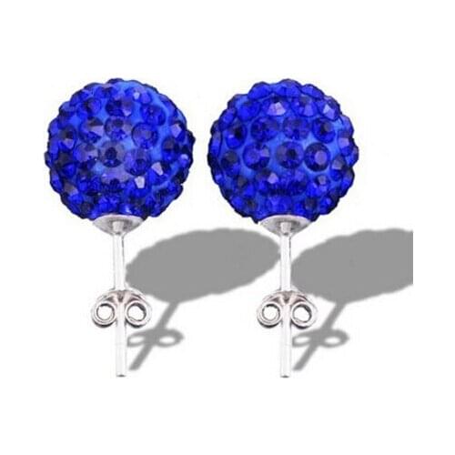 Dtg34ce 10mm Clay Mixed Multicolor Crystal Micro Pave Disco Ball Silver Plated crystal Earrings Stud crystal