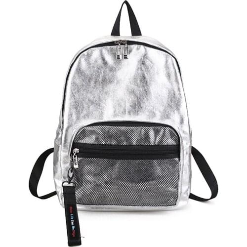 2021 new fashion simple street hit color couple couple shoulder bag trend metal color student bag large capacity backpack Y304