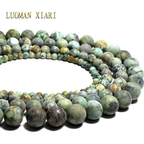 Wholesale Natural Dull Polish African Turquoises Stone Beads For Jewelry Making DIY Bracelet Material 6/8/10 mm Strand 15