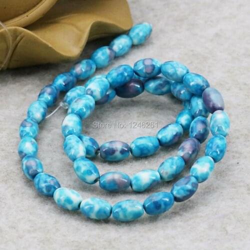 Popular Multicolor Rice Bucket Loose DIY Beads Semi-precious Riverstones Rain Flower Rainbow Stones Women Jewelry making 6X8mm