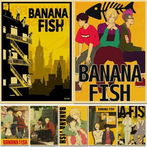 Anime Poster Banana fish Retro Kraft Paper Poster For Living Room Bar Interior Decoration Stickers Wall Painting