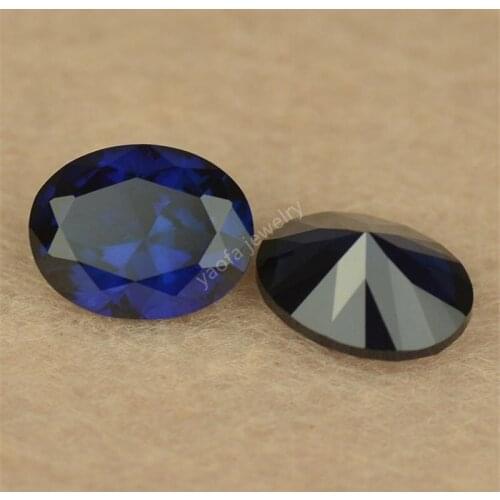 Sale 2*3-15*20mm 5A Synthetic Sapphir-e 34# Dark Blue Corundum Stone Oval Shape Blue Gems For Jewelry