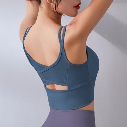 Sports Underwear Beauty Back Cross Bra Gathers Shaped Sports Bra Athletic Slim Fitness Womens Tank Top for Ladies Yoga Gym
