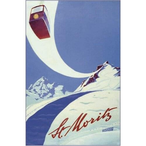 St Moritz Cableway Ski Tin Sign Metal Sign Bar Pub Garage Diner Cafe Home Wall Decor Home Decor Art Poster