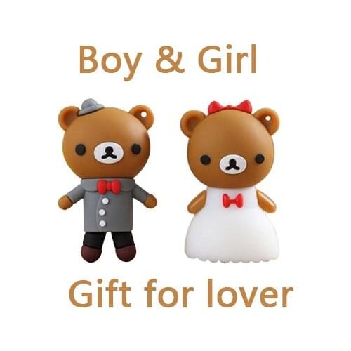 Wedding Gifts Cartoon Bear Cute USB Flash Drive 128GB Pen Drive 64GB Usb Memory Stick 32GB 16GB 8GB Creative Gift Pendrive 256GB