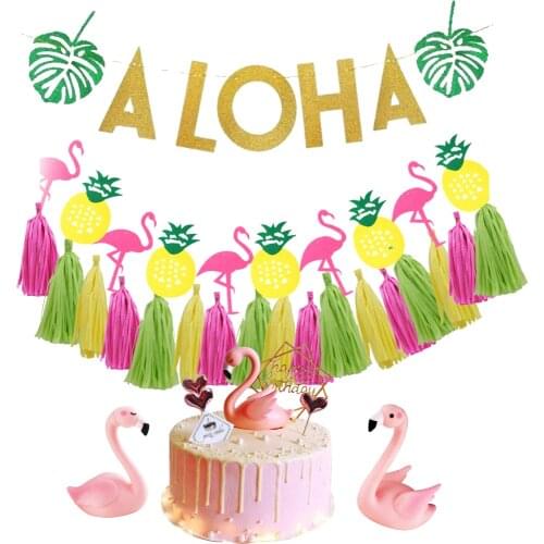 Flamingo Decoration Tropical Hawaii Party Flamingo Helium Foil Balloon Paper Plate Tableware Children Birthday Party Supplies
