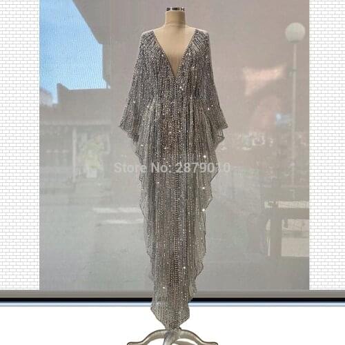 Kaftans Glitter A-Line Evening Dress Floor-Length Celebrity Dress Prom Dress Robe De Soiree Aibye Middle East вечернее платье