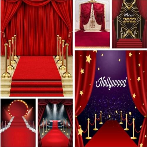 Red Carpet Curtain Baby Show Birthday Photography Backdrops Vinyl Photo Background For Photo Studio Photophone Photozone Shoot