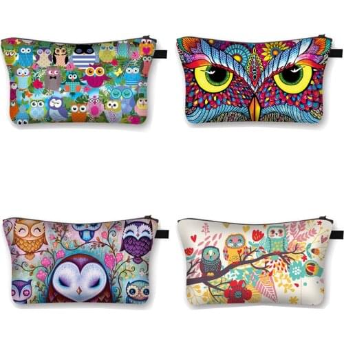 Cartoon Owl Print Women Cosmetic Case Cute Ladies Makeup Bags Teenager Girls Storage Bag for Travel Cosmetic Bags Gift