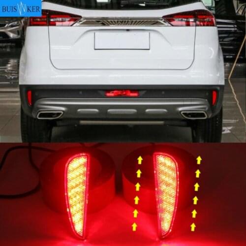 2PCS Rear Bumper Tail Light Driving Lamp Turn Signal Lamp Rear fog lamp LED Reflector For Geely Boyue 2020