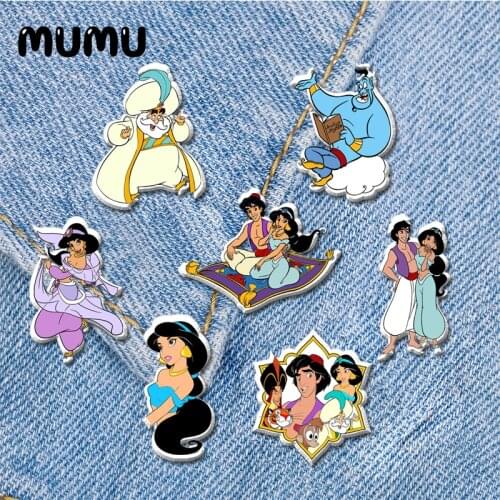 2021 New Princess Jasmine Lapel Pin Magic Lamp Acrylic Brooches Handmade Epoxy Jewelry Shirt Bag Badge