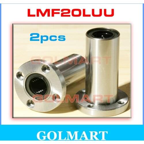 2pcs 20mm linear bearing 20x32x80mm LMF20LUU Lengthening Round Flange Linearlager lang rund Flanschlager for 20mm rail shaft