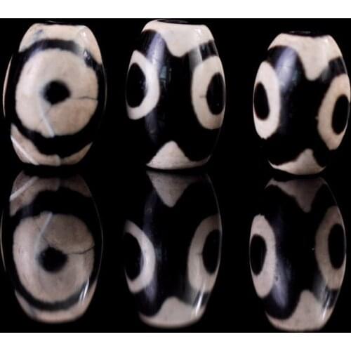 50PCS Tibetan DZI Three Eye Carnelian Dzi Beads 12X8mm Black White Dzi TSB0397