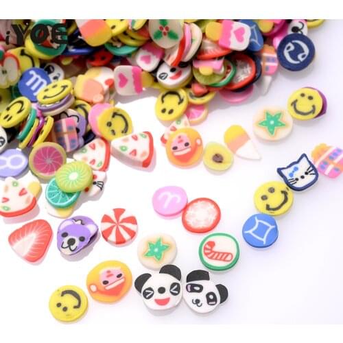900-1800pcs 30g Polymer Clay Beads Chip Nail Art Decor Christmas Fruit Animal Candy Smiley Face Slice Beads for DIY Nail Craft