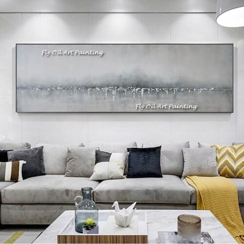 Abstract Handmade Oil painting minimalism Painting Nordic Simple Abstract Modern Decorative Silver Painting for living room
