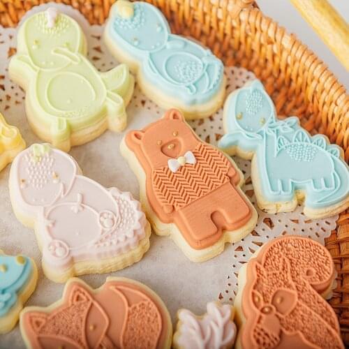 Acrylic Animal Embossed Mold Fondant Sugar Craft Cookies Embosser Cutter Embosser Stamp Fondant Cake Decorating Tools