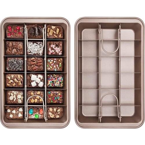 18 Cavity Brownie Pan Non Stick Baking Pan Square Lattice Chocolate Dessert Cake Mold With Dividers Bread Oven Pan Bakeware