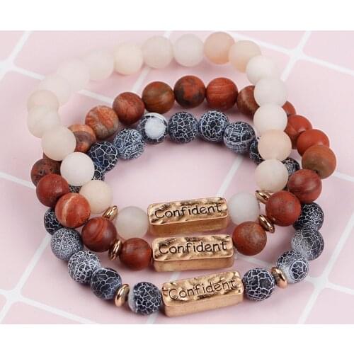 Zhijia Classic Beads Bracelets Turquoises Stone "Confident" Bracelet For Women Men Bracelets Jewelry Gifts