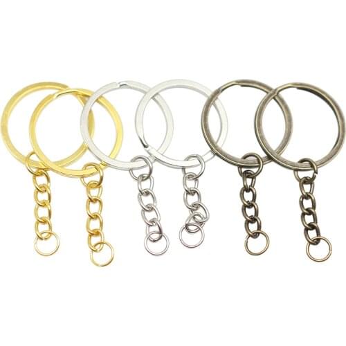 10Pcs/lot 25-30mm Key Chain Gold Rhodium Round Split Keyrings With Keychain For DIY Jewelry Making Findings Supplies Accessories