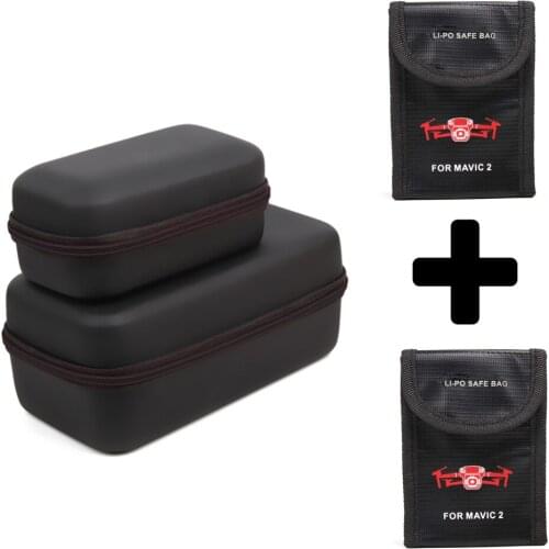 Mavic 2 Drone and Remote Controller Hardshell Carrying Case + 2PCS Explosion-proof Li-Po Battery Safe Bag For DJI Mavic 2 Pro