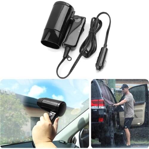 Black 12V Car folding hair dryer fan standard cigarette lighter connector 1.5m line Two wind speeds