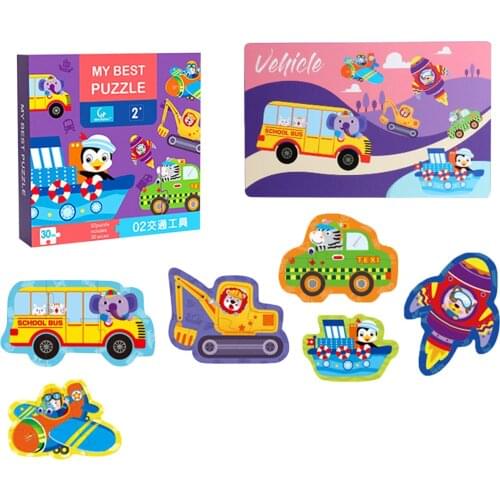 Wooden Puzzle Kids Toy Cartoon traffic tools Wooden Puzzles To Improve Children Intelligence Suitable Educational Teaching Aids