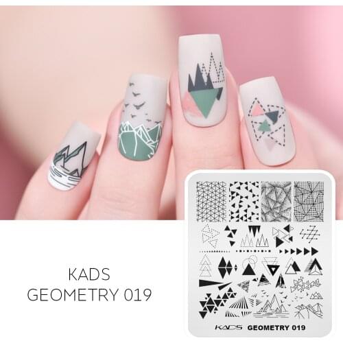 KADS Nail Stamping Plates 17 Designs Geometry Series Overprint Designs Stamp Plate Nail Art Template Manicure Nail Tools 3D Mold