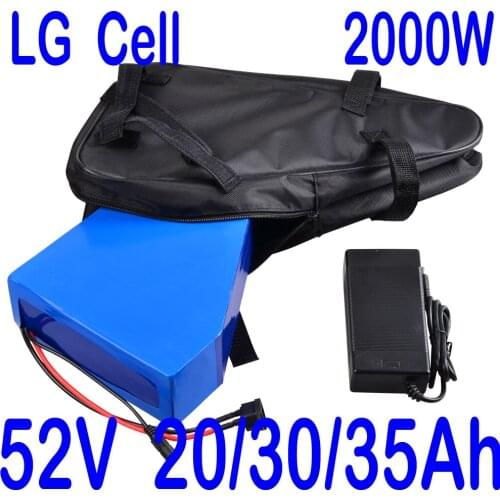 52V Triangle Battery 52V 17Ah 20Ah 25Ah 30Ah 35Ah Electric Bike Lithium Battery use LG cell for 48V/52V 1000W 1500W 2000W Motor