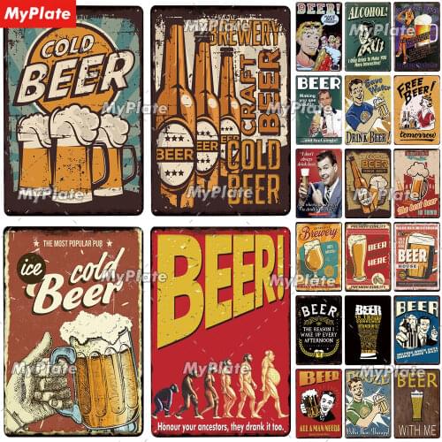 COLD BEER Metal Sign Vintage Plaque Alcohol Tin Sign Plate Wall Decor For Bar Club Man Cave Art Painting Poster Gift Custom