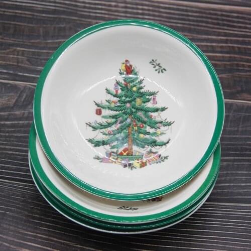 Set of 4 classical Ceramic Christmas Tree Bowl Tableware Dessert bowl vegetable salad bowl kitchenware Tool 6 inch Ramen Bowl