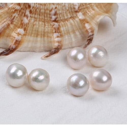 14-15mm natural white round freshwater loose pearls no hole for making jewelry wholesale