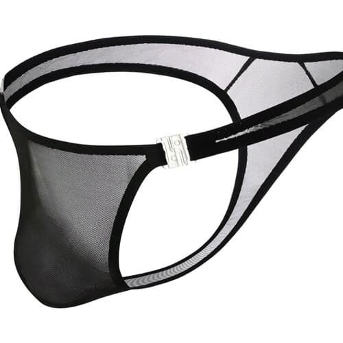 Mens Sexy Underwear Low Rise Thong Breathable Briefs Button Panties Comfortable Knickers Male Sexy Lingerie