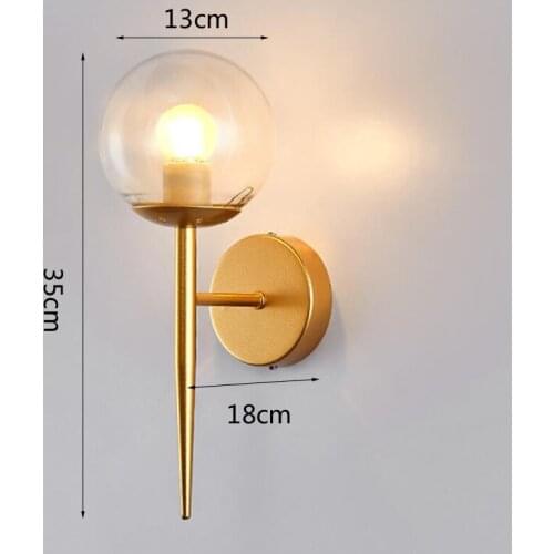 Nordic minimalist LED wall lamp E27 bedside living room stairs balcony milky white / transparent glass ball bedside wall lamp