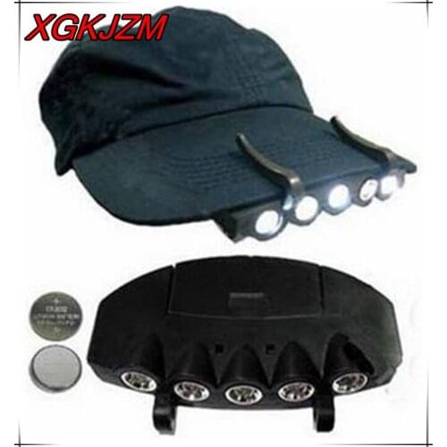 NEW ARRIVAL 5 LED Clip-On Clip Hat Cap Lamp Caplight Fishing Light Outdoor Camping Lamp Headlamp