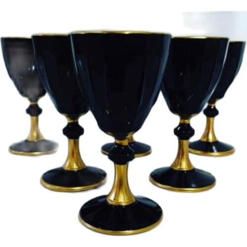 Pasabahce Diamond 6 Part Gold Black Coffee As Water Cup Pad Turkish Arabic Moroccan Balkan Coffee Coffee As Water Goblet