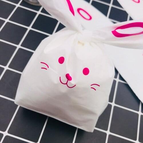 50pcs Variety Of Styles Rabbit Ear Cookie Bags Plastic Candy Biscuit Packaging Bag Wedding Candy Gift Bags Party Supplies