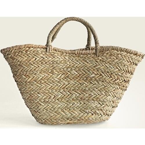 Casual Natural Straw Basket Bags for Women Wicker Woven Handbags Summer Beach Rattan Bag Large Capacity Tote Bali Big Purse 2021