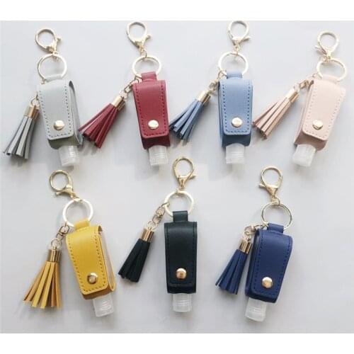30ml Empty Perfume Bottle for Travel Leather Case Keychain Free Hand Sanitizer Mini Disinfectant Portable Hydroalcoholic Gel
