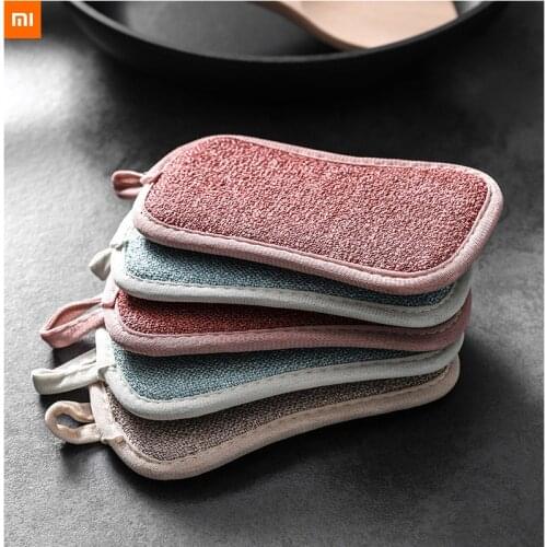 2pcs Xiaomi Youpin Decontamination cleaning brush Kitchen double-sided magic wipe dish cloth sponge dish washing Non-stick oil