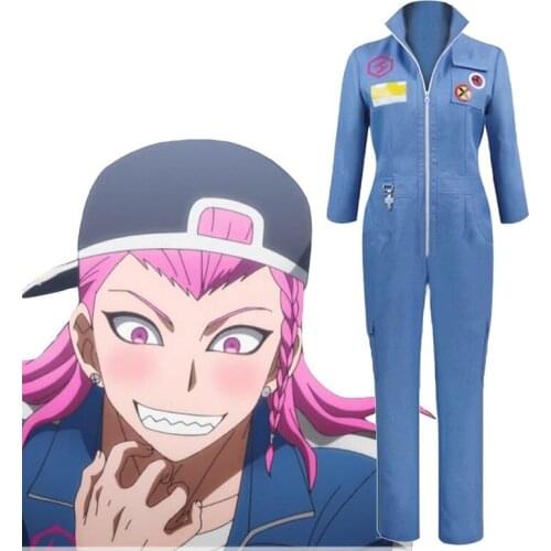 Super Danganronpa2 Goodbye Despair Kazuichi Souda Cosplay Costume Unisex Campus Blue Jumpsuit Uniform Men Women Party Costume