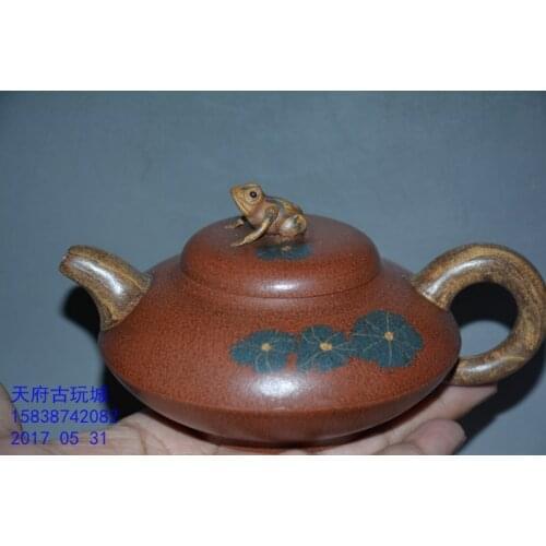 Unique Old Chinese Handcraft YiXing Zisha Teapot, Frog, with mark, Free shipping
