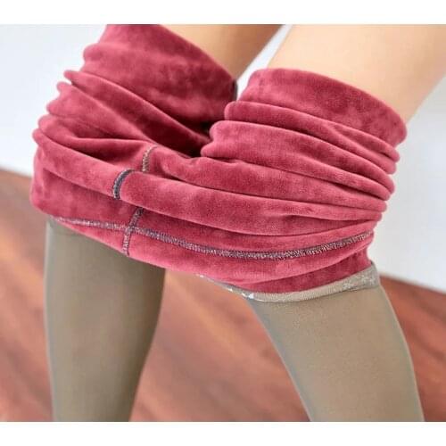 2021 Autumn Winter Women Plus Velvet Leggings High Resilience Crotchless Ladies Bottoms Pants Fashion High Waist Warm Leggings