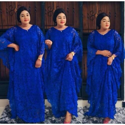 New fashion African women Dashiki Water-soluble lace loose long dress + Inside the skirt two piece free size