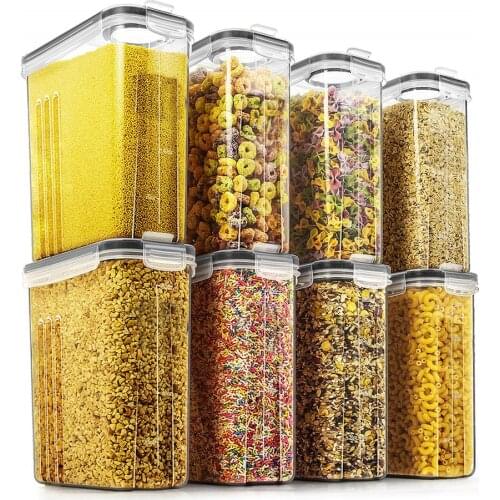 1pcs Cereal Dry Airtight Food Storage Containers for Sugar Flour Snack Baking Supplies with Lid Plastic Kitchen Refrigerator box