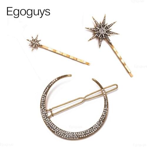 1Pc Moon Star Snowflake Hairpins Crystal Shiny Rhinestones Jewelry Hair Clips Women Fashion Styling Tools Hairgrip Accessories