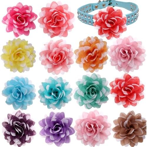 10pcs Large Dog Accessories Slidable Dog Collar Big Flower-Collar Dog Supplies Fashion Dog Bow Tie Pet Dog Collar Accessories