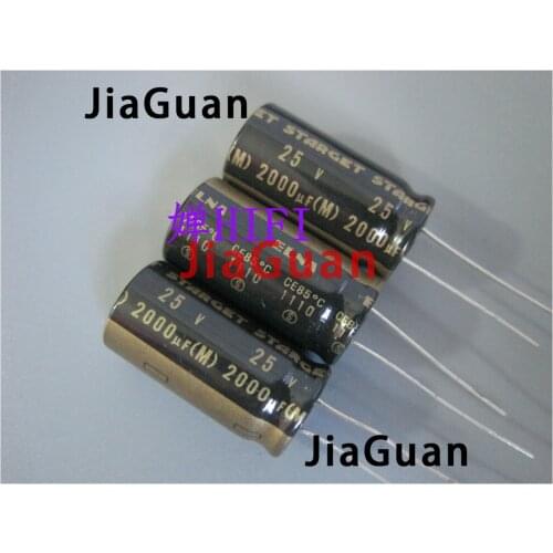 10PCS ELNA STARGET 25V2000UF 12.5X25MM ROD 2000UF 25V Black Gold 2000uF/25V filter audio electrolytic capacitor 25v 2000uf