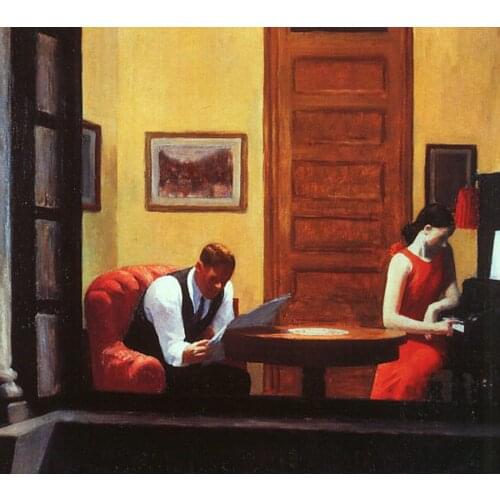 100% handmade Oil Painting reproduction on linen canvas, Room in New York by Edward Hopper,Free Shipping,High Quality