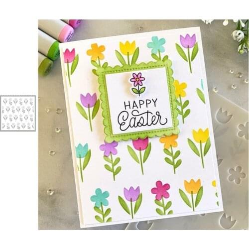 2PCS Flower Graphic Print Graffiti Decoration Metal Cutting Stencil DIY Scrapbooking Easter Craft Embossing Making Stencil