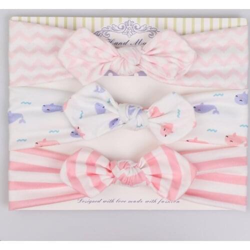 3pcs/set Baby Cute Headbands Girl Turban Hair Band Accessories Infant Print Bow Knot Headband Bundle Set